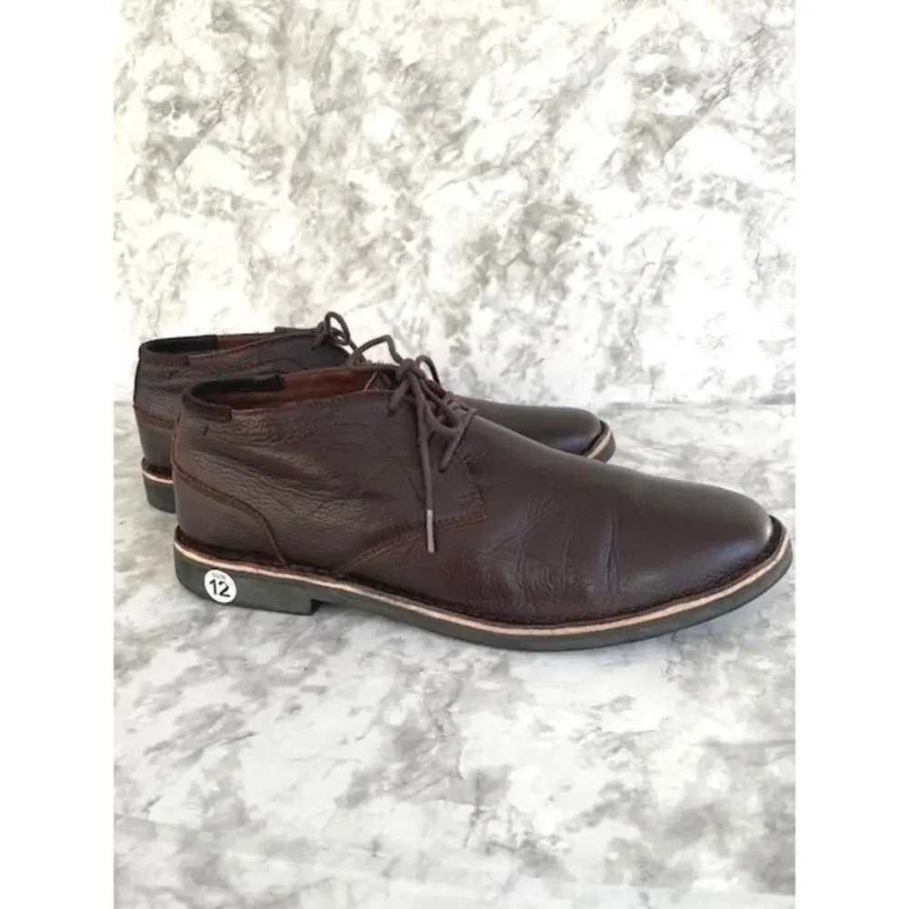 Kenneth Cole Reaction Brown Leather Chukka Boots Men's Size 12 Modern Classic